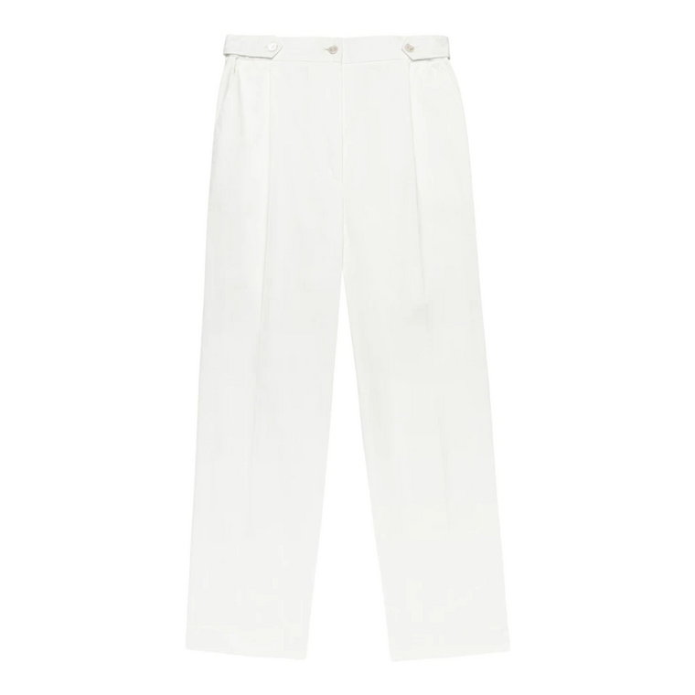 Białe bawełniane spodnie marchewkowe Kiton
