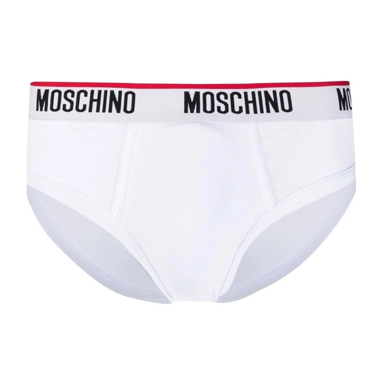 Białe męskie slipy z logo na elastycznym pasku Moschino