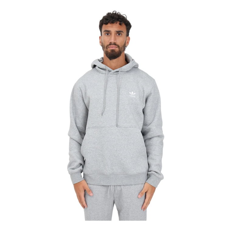 Szara bluza z kapturem Trefoil Essentials dla mężczyzn Adidas Originals