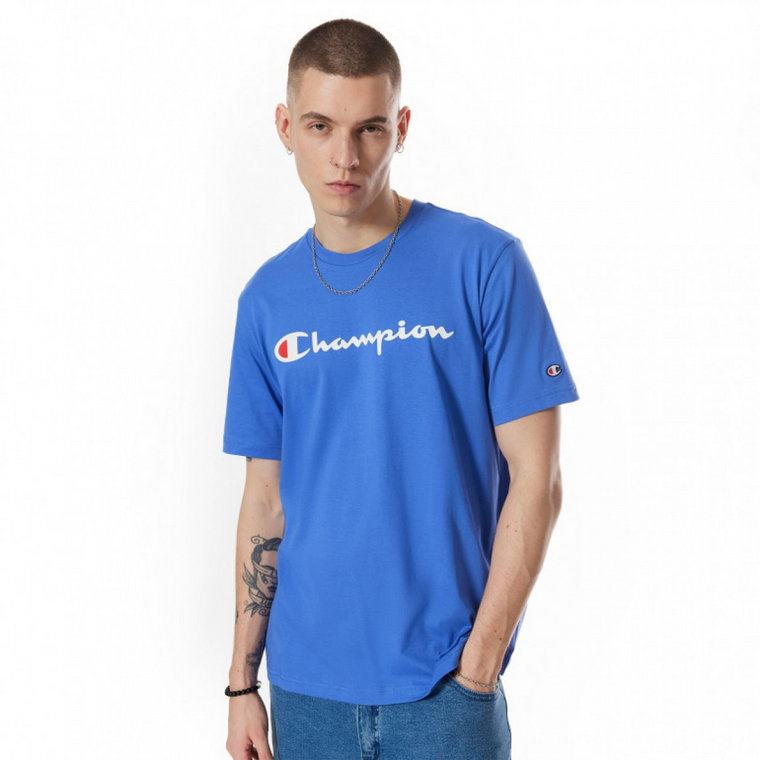 Męski t-shirt z nadrukiem Champion Legacy Crewneck T-shirt - niebieski
