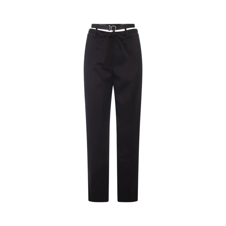 Czarne jedwabne spodnie Oversized Cut Jil Sander