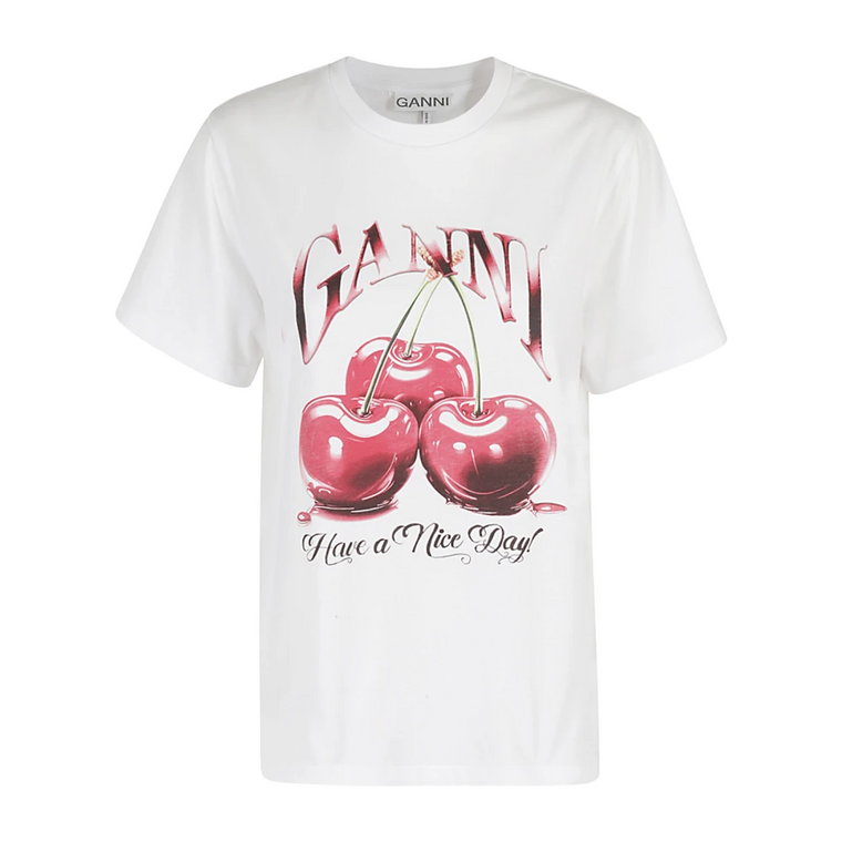 Cherry Relaksujący T-shirt Ganni