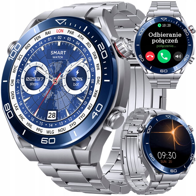 Zegarek Smartwatch Męski Z Rozmowami Kompas AlwaysON Menu Pl bateria 400mAh