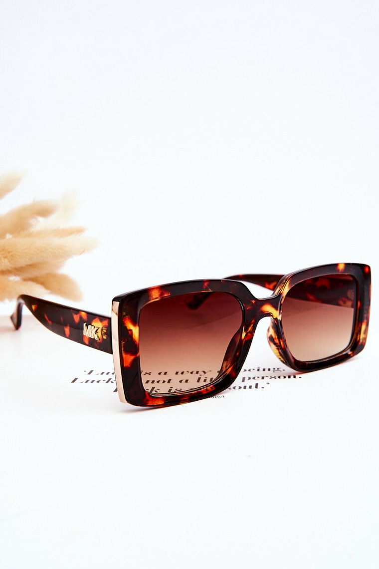 Okulary Przeciwsłoneczne Z Ozdobą M2366 Marmurkowe Brązowe