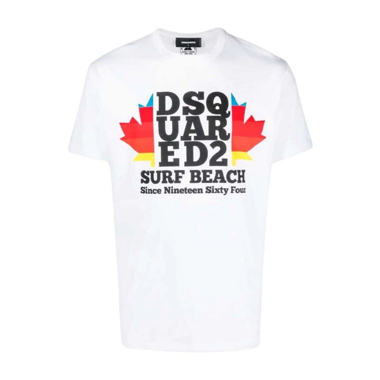 Koszulka z nadrukiem logo, biała Dsquared2