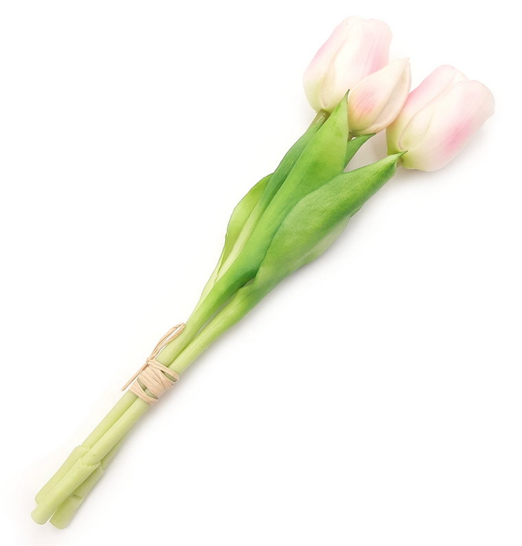 Tulipany silikonowe jak żywe różowe w bukiecie 3 sztuk gumowe 29 cm