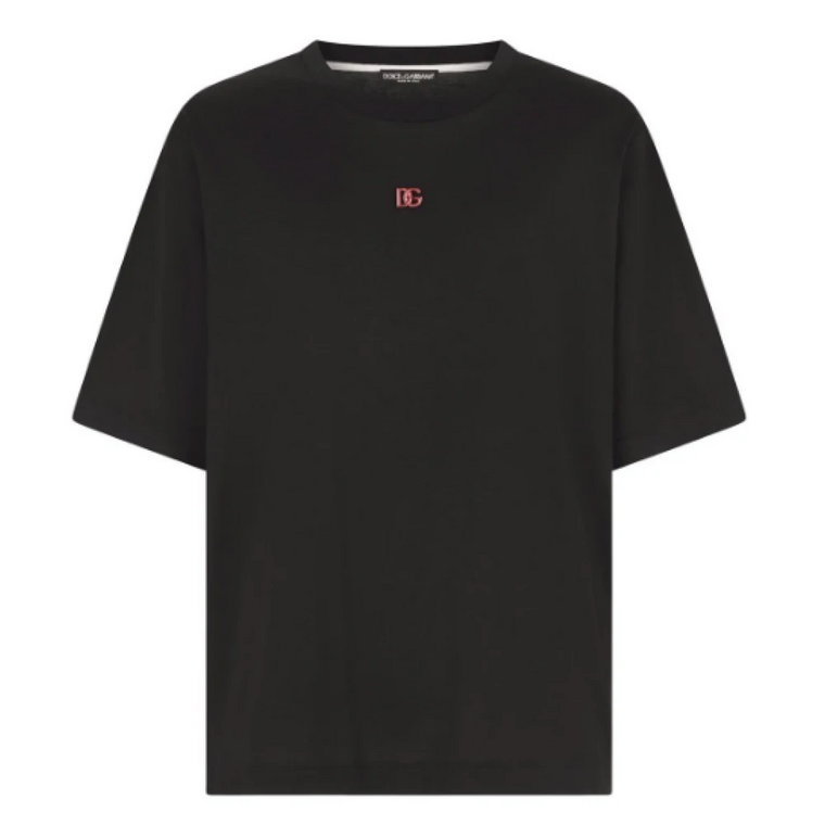 Podnieś swój codzienny strój z czarną bawełnianą koszulką Dolce & Gabbana