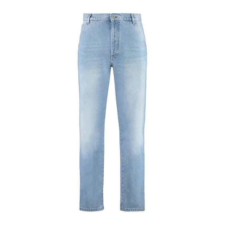 Niebieskie Cropped Straight Jeans Balmain