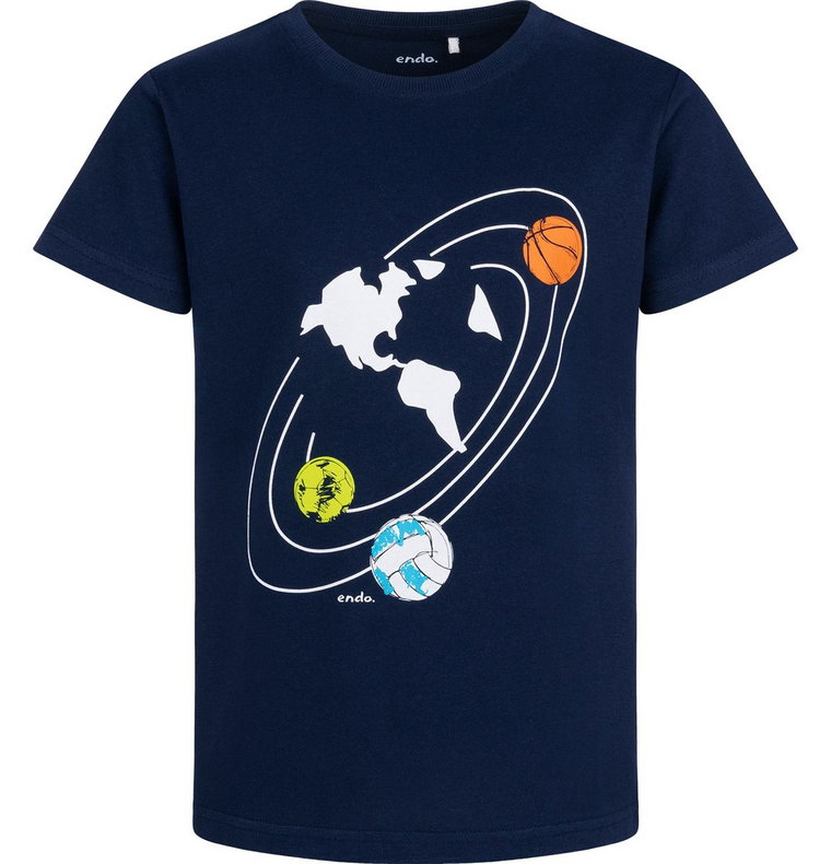 T-shirt Koszulka dziecięca chłopięca Bawełna 134 granatowy świat Piłki Endo