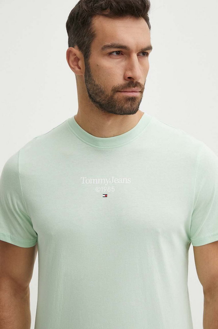 Tommy Jeans t-shirt bawełniany męski kolor zielony z nadrukiem DM0DM18569