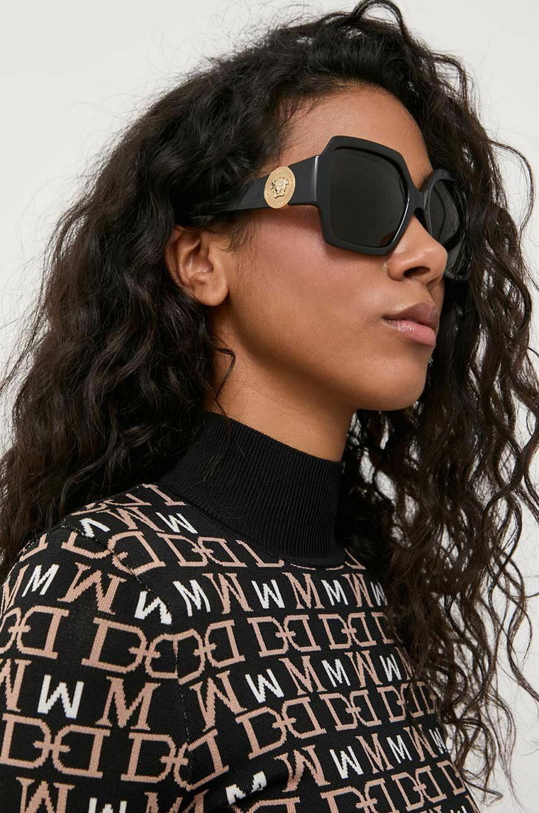 Versace okulary przeciwsłoneczne damskie kolor czarny