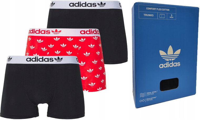 Bokserki Majtki Męskie Bawełniane Adidas Zestaw Komplet 3-PAK 3 Szt XL