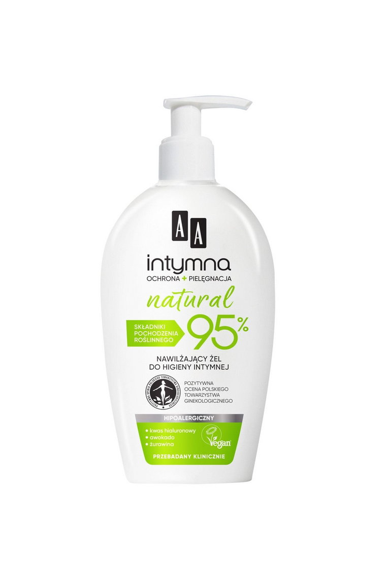 AA Intymna Ochrona&Pielęgnacja NATURAL 95% żel nawilżający do higieny intymnej 300 ml
