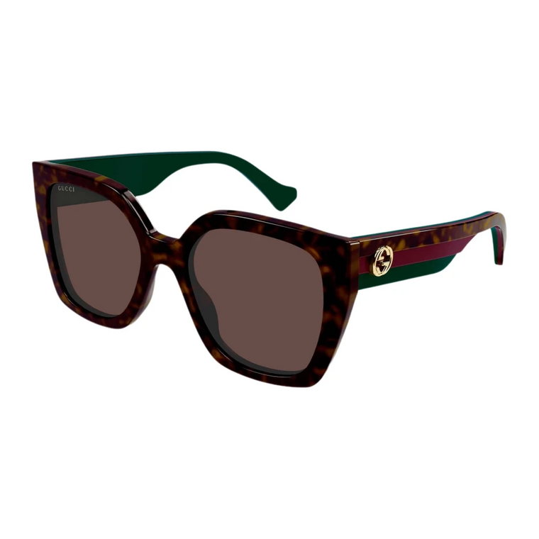 Kwadratowe okulary przeciwsłoneczne Havana z tempel web Gucci