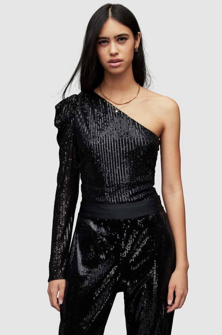 AllSaints body DAPHNE SEQUIN BODYSU damskie kolor czarny WM166X