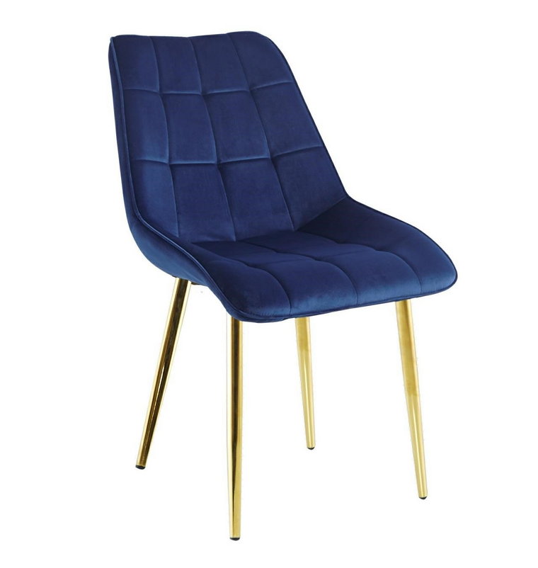 Krzesło Poly velvet niebieskie złote