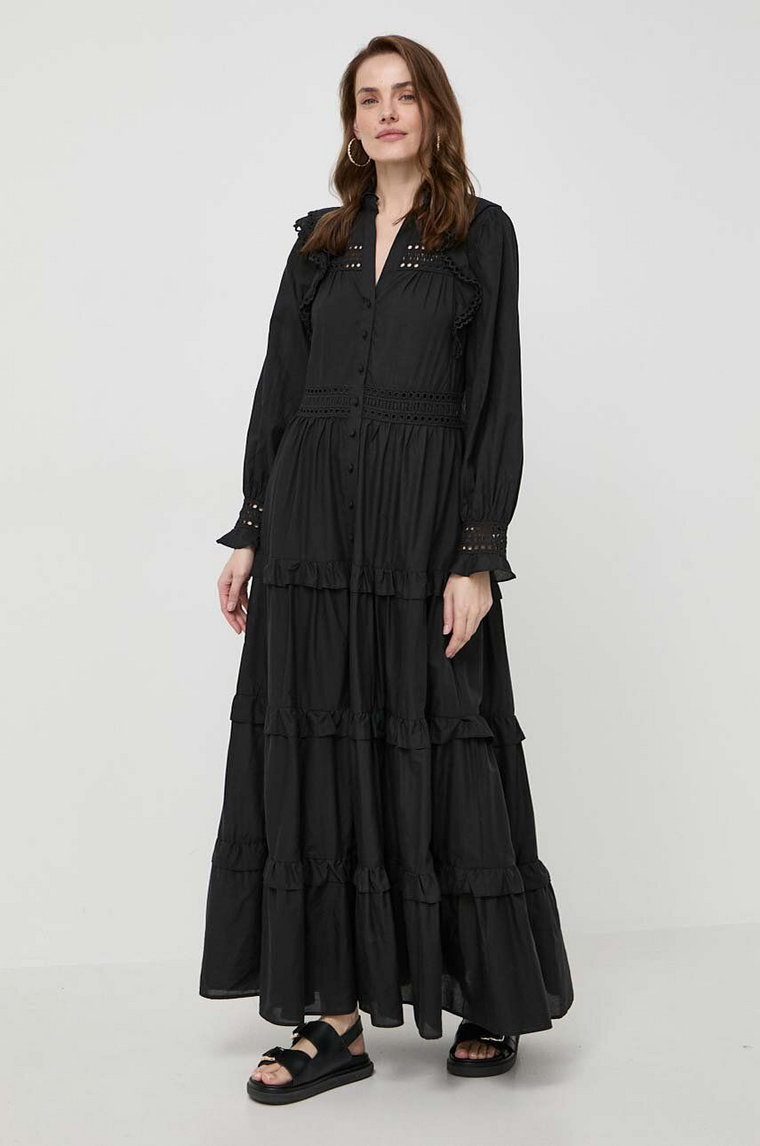 Ivy Oak sukienka kolor czarny maxi rozkloszowana IO117619