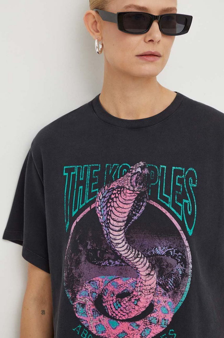 The Kooples t-shirt bawełniany damski kolor szary