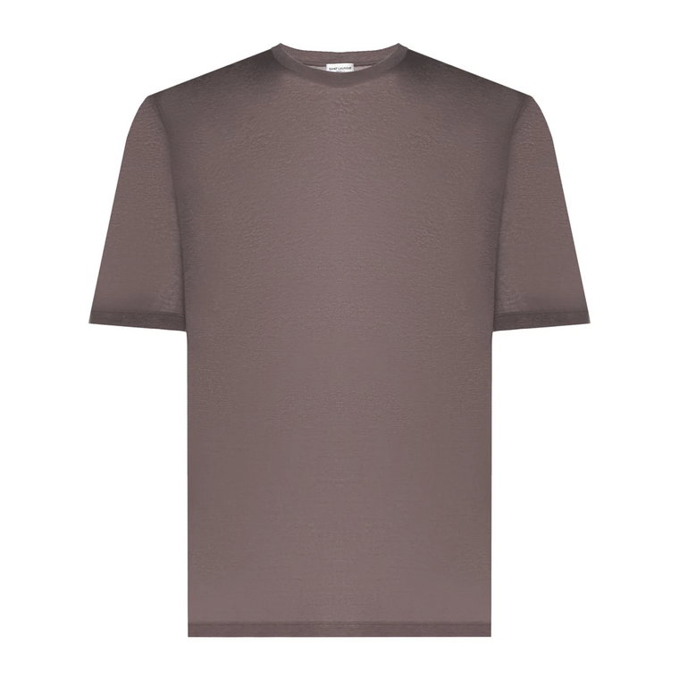 Taupe Crew Neck Bawełniany T-shirt Saint Laurent