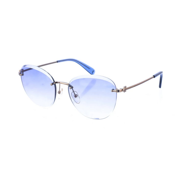 Niebiesko-Srebrne Metalowe Okulary Przeciwsłoneczne z Owalnymi Soczewkami Longchamp