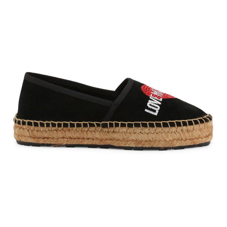 Stylowe skórzane espadryle z detalami ze brokatu Love Moschino