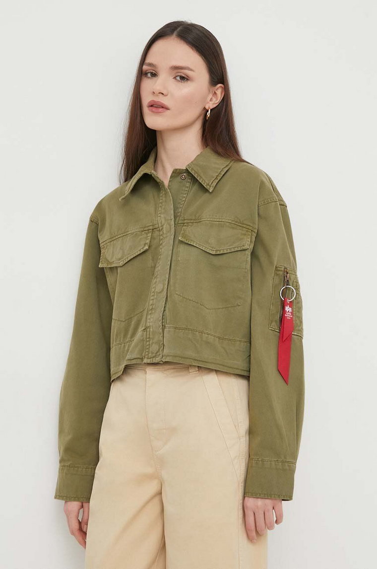 Alpha Industries kurtka bawełniana kolor zielony przejściowa oversize