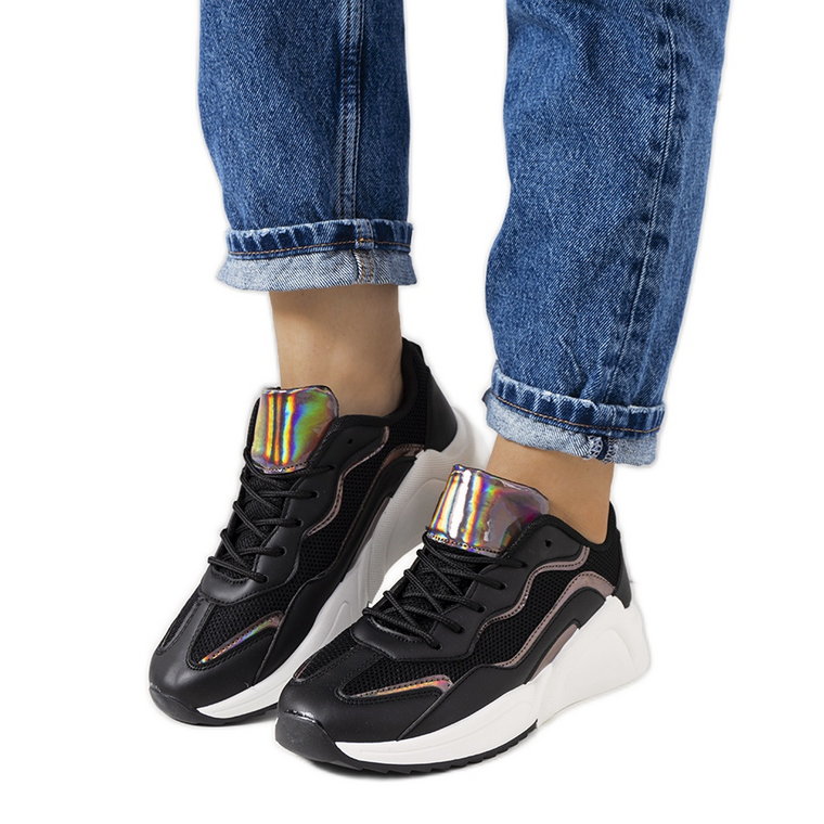 Czarne holograficzne sneakersy Ingram srebrny