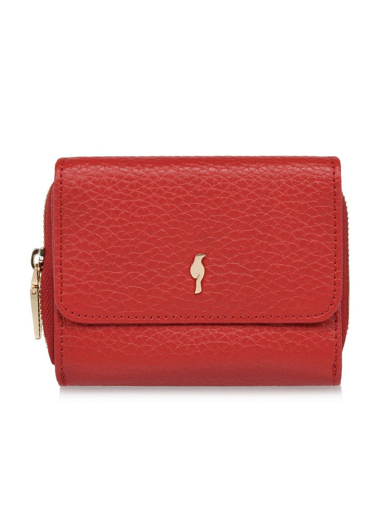 Czerwony skórzany portfel damski z ochroną RFID