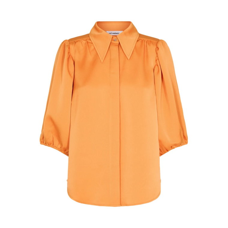 Eliah Koszula z Bufiastym Rękawem - Żywy Pomarańczowy Co'Couture
