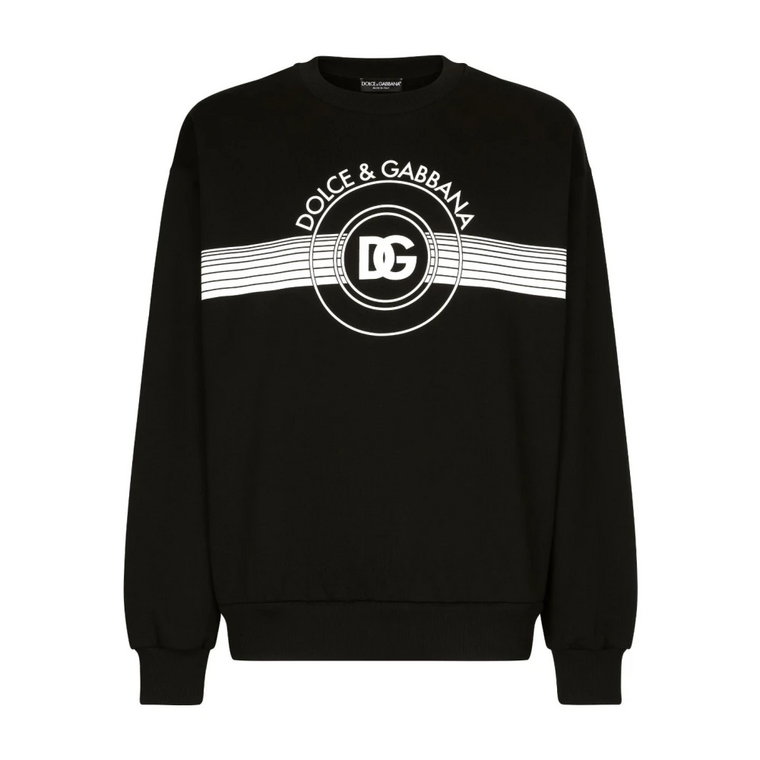 Czarne Swetry z Logo Dolce & Gabbana