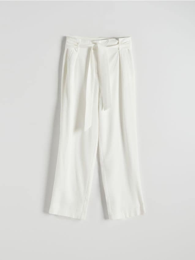 Reserved - Spodnie z wiskozy - biały