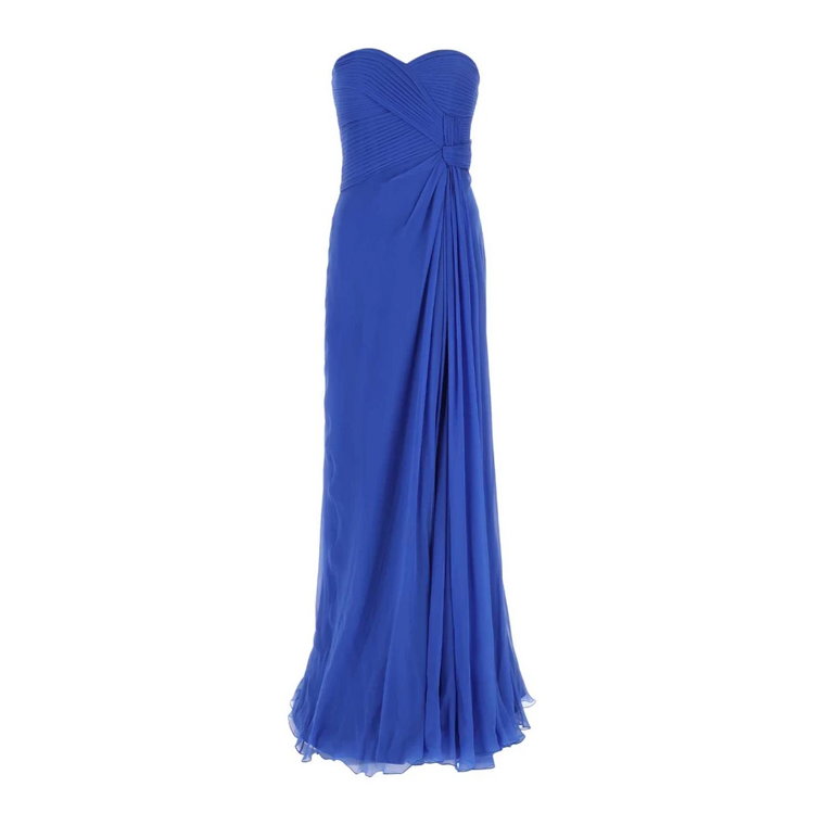 Niebieska jedwabna długa sukienka Alberta Ferretti