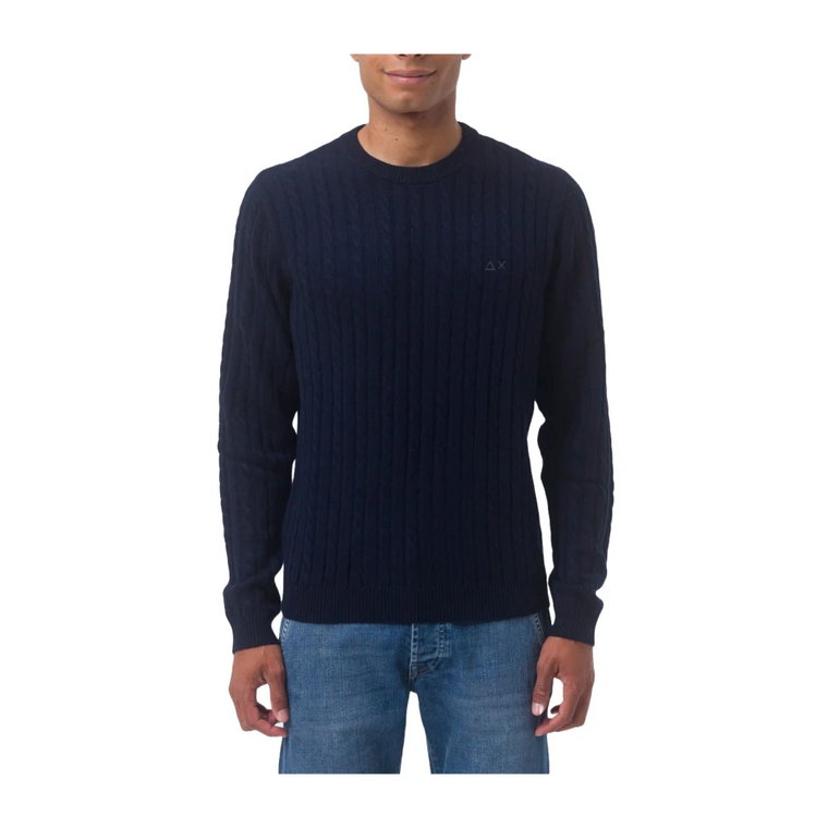 Niebieski Sweter z Warkoczem dla Mężczyzn Sun68