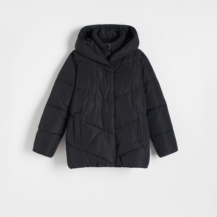 Reserved - Pikowana kurtka z ociepleniem - czarny