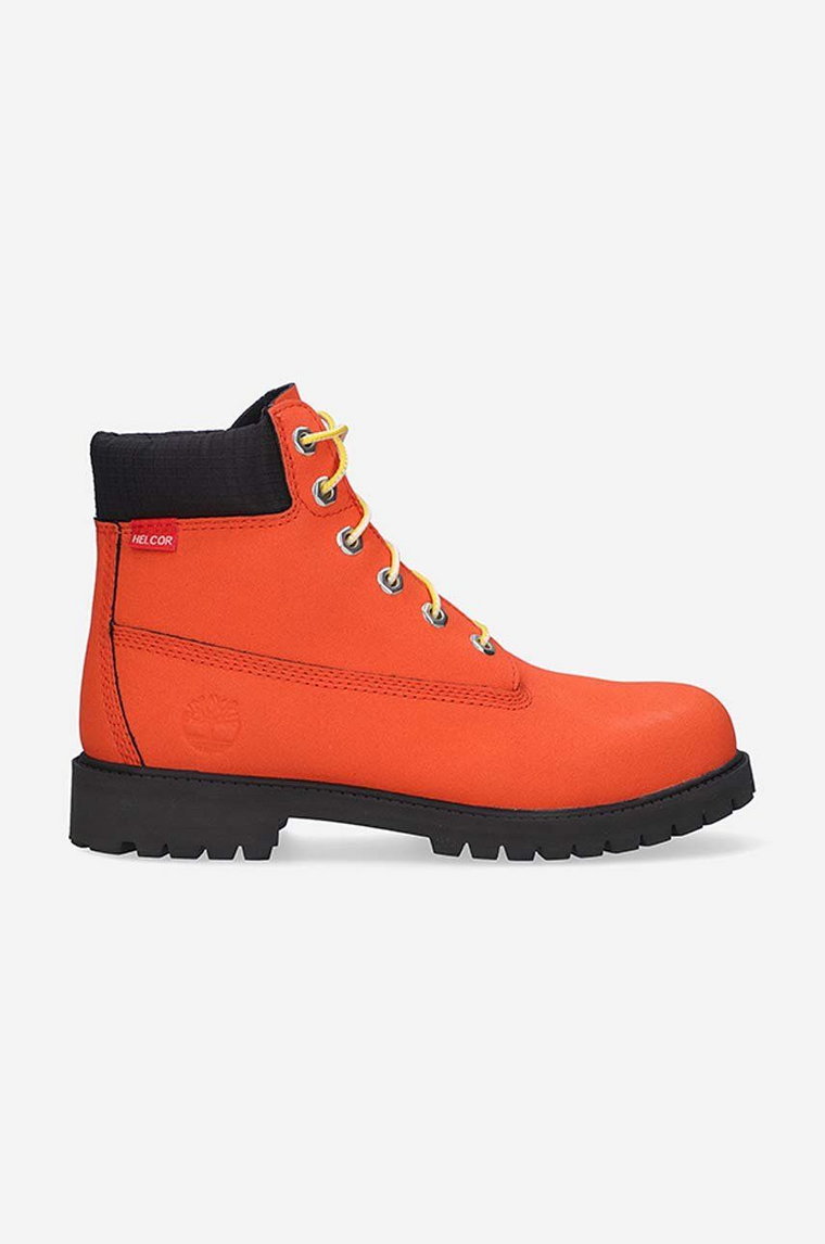 Timberland workery zamszowe 6 in WaterProof Boot kolor pomarańczowy na płaskim obcasie A2FMB-ORANGE