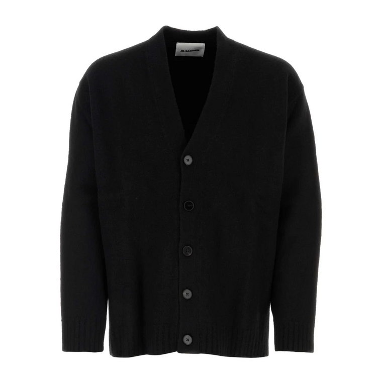 Czarny sweter z wełny - Stylowy i wygodny Jil Sander