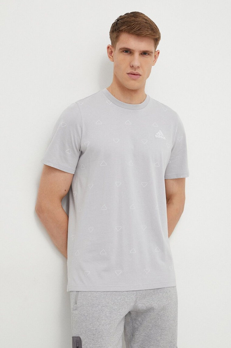 adidas t-shirt bawełniany męski kolor szary wzorzysty IS1827