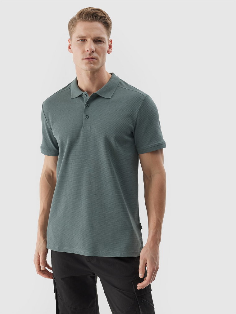 Koszulka polo regular męska - khaki