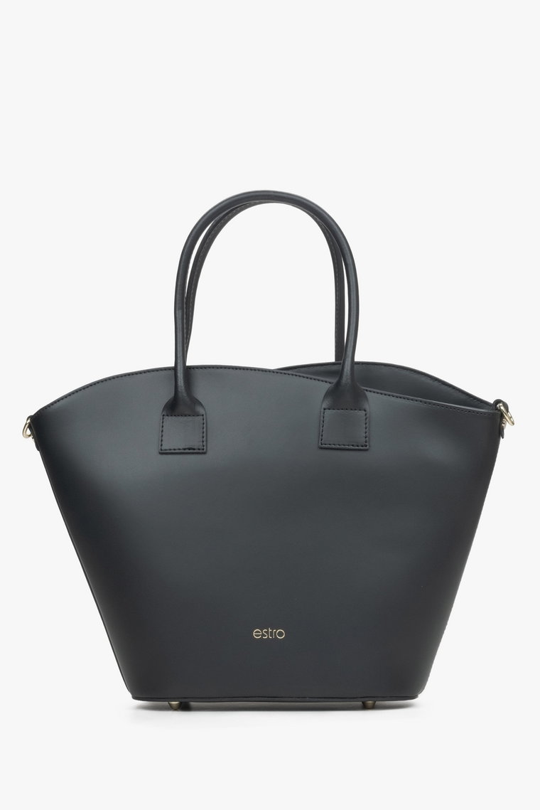 Czarna torebka damska typu shopper z włoskiej skóry naturalnej Premium ER00115075