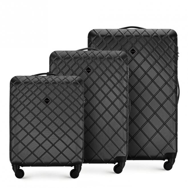 Zestaw walizek z ABS-u z deseniem stalowo-czarny