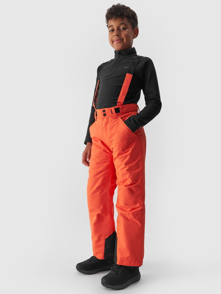 Spodnie narciarskie z szelkami membrana 8000 chłopięce - pomarańczowe