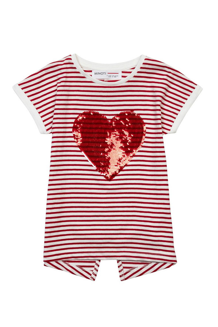 T-shirt w paski i cekinami dla niemowlaka- serce