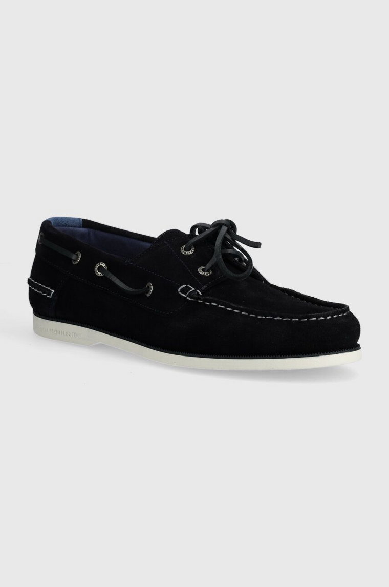 Tommy Hilfiger mokasyny zamszowe TH BOAT SHOE CORE SUEDE męskie kolor granatowy FM0FM04505