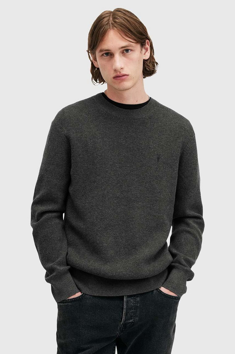 AllSaints sweter ASPEN CREW męski kolor szary  M089KB