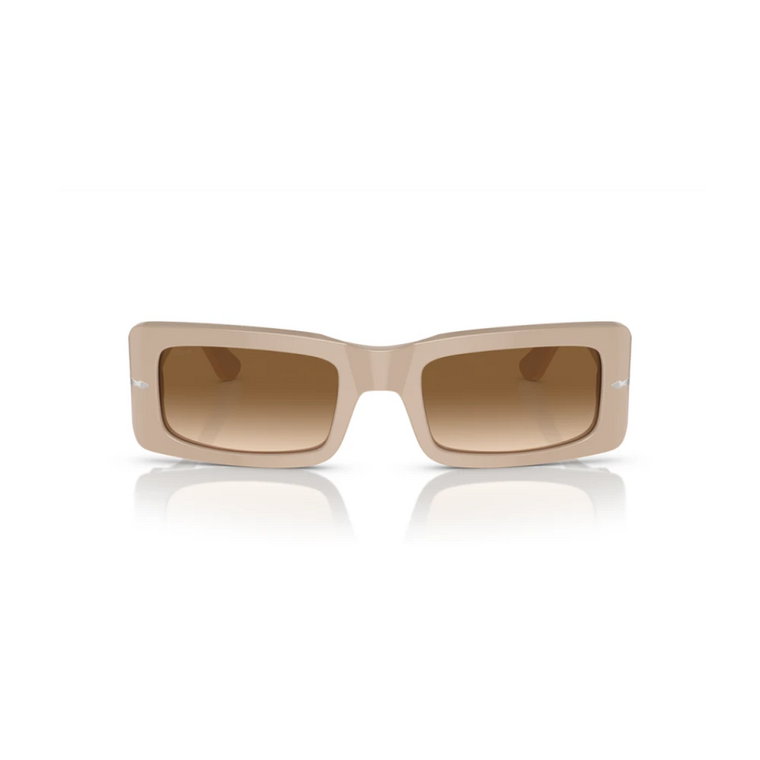 Nowoczesne prostokątne okulary przeciwsłoneczne z ikonicznym wzorem strzałki Persol