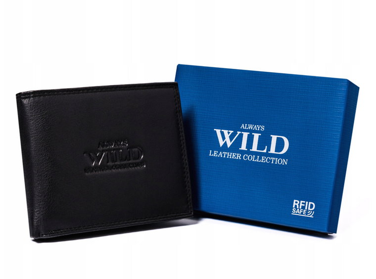 Klasyczny, skórzany portfel męski bez zapięcia  Always Wild