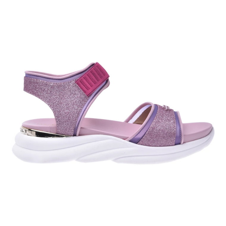 Sandals in lilac glitter-embellished fabric Baldinini