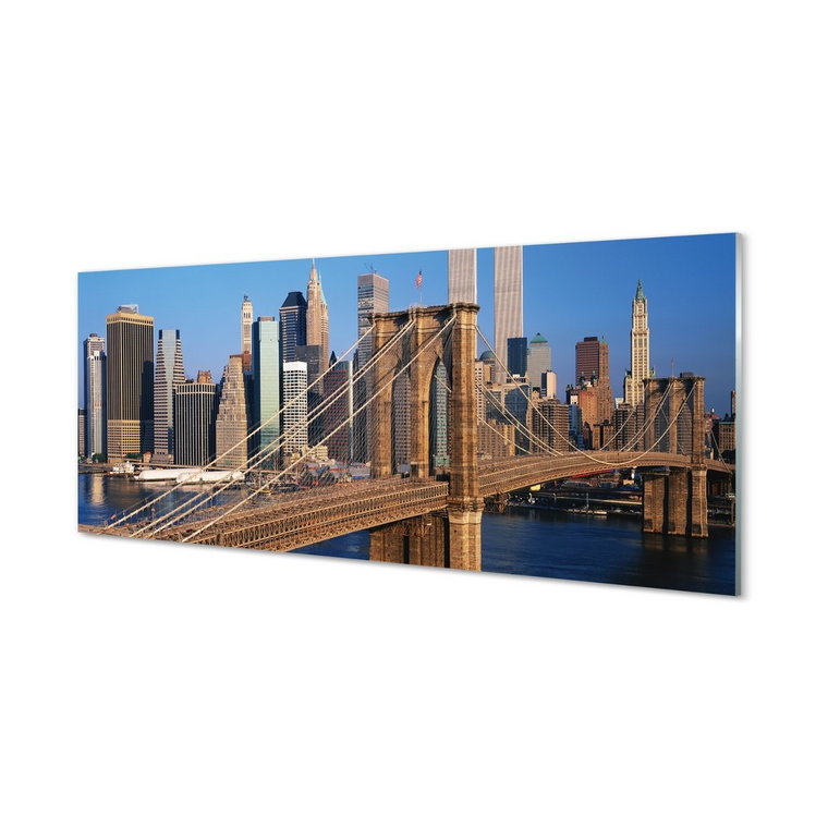 Panel szkło hartowane Most wieżowce rzeka 125x50 cm