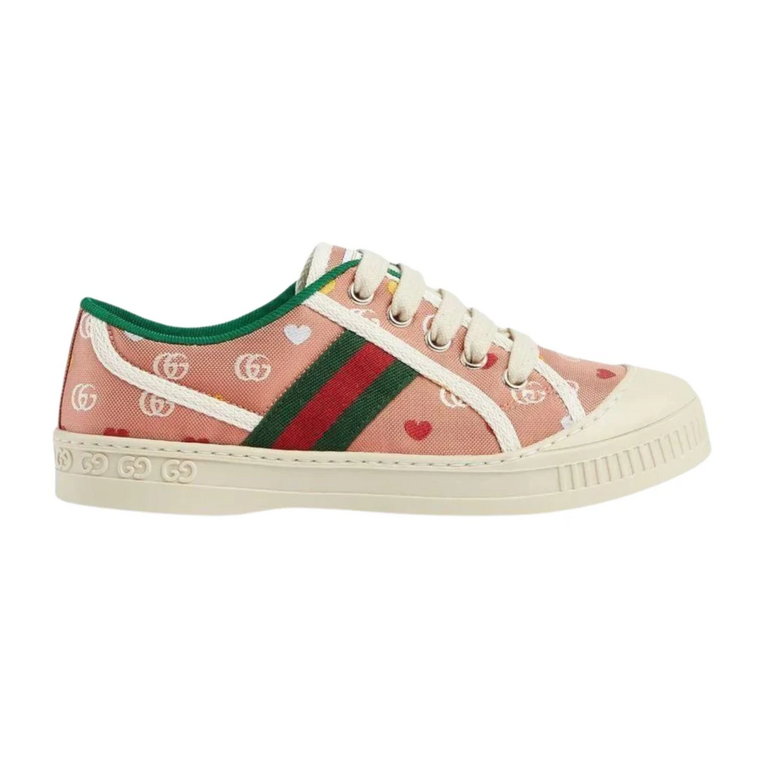 Różowe płaskie buty z logo GG Tennis 1977 Gucci
