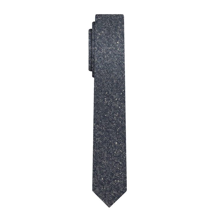 Krawat wąski wełniany melanżowy szary "śledzik" EM 19